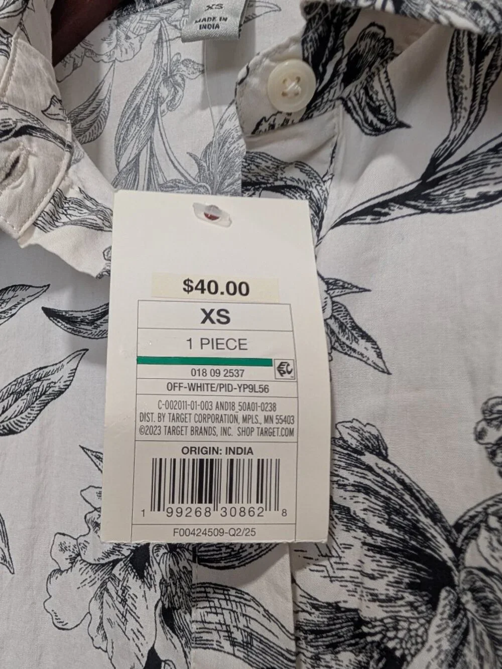 1 piece off-white floral print dress by a new day NWT size xs - Picture 3 of 5